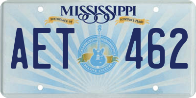 MS license plate AET462