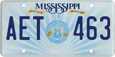 MS license plate AET463
