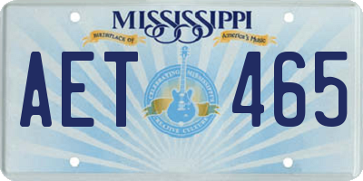 MS license plate AET465