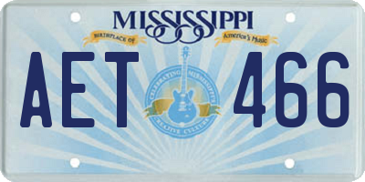 MS license plate AET466