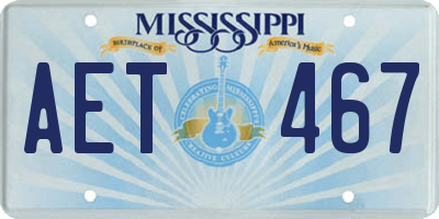 MS license plate AET467