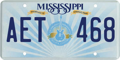 MS license plate AET468