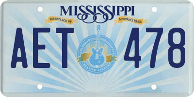 MS license plate AET478