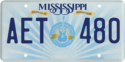 MS license plate AET480
