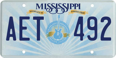MS license plate AET492