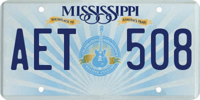 MS license plate AET508
