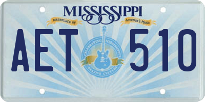 MS license plate AET510