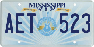 MS license plate AET523