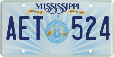 MS license plate AET524