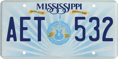 MS license plate AET532