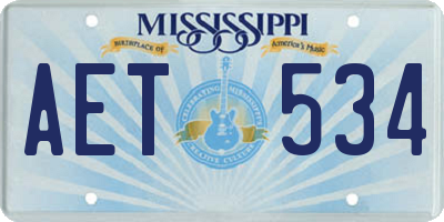 MS license plate AET534