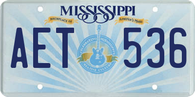 MS license plate AET536