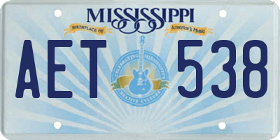 MS license plate AET538