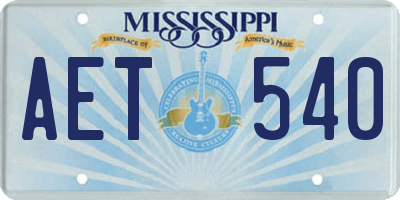 MS license plate AET540