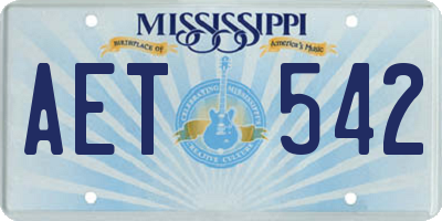 MS license plate AET542