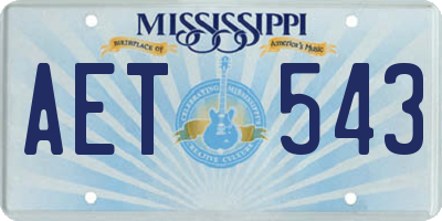 MS license plate AET543