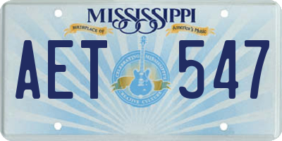 MS license plate AET547