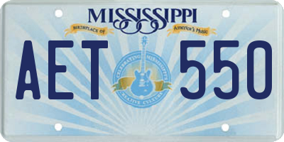 MS license plate AET550