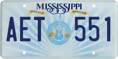 MS license plate AET551
