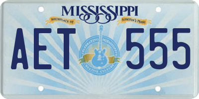 MS license plate AET555