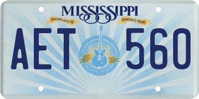 MS license plate AET560