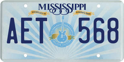 MS license plate AET568
