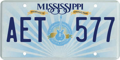 MS license plate AET577
