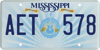 MS license plate AET578