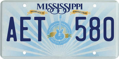 MS license plate AET580