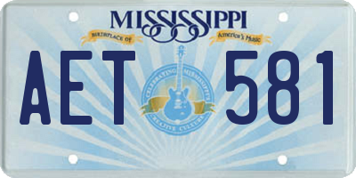 MS license plate AET581