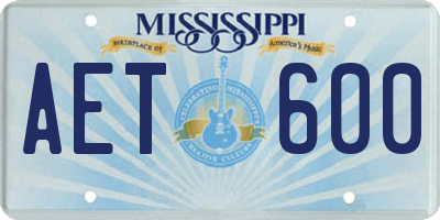 MS license plate AET600