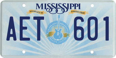 MS license plate AET601