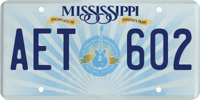 MS license plate AET602