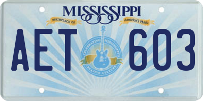 MS license plate AET603