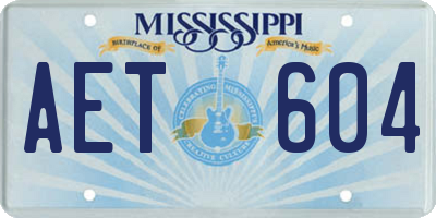 MS license plate AET604