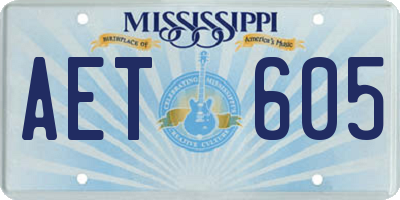MS license plate AET605