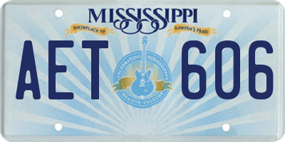MS license plate AET606