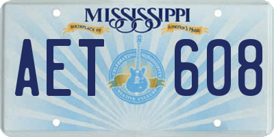 MS license plate AET608
