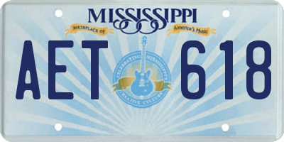 MS license plate AET618