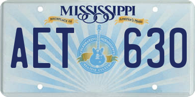 MS license plate AET630
