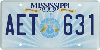 MS license plate AET631