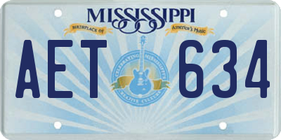 MS license plate AET634