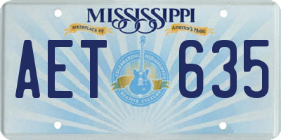 MS license plate AET635