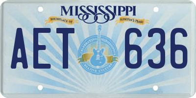 MS license plate AET636
