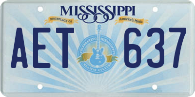 MS license plate AET637