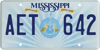 MS license plate AET642
