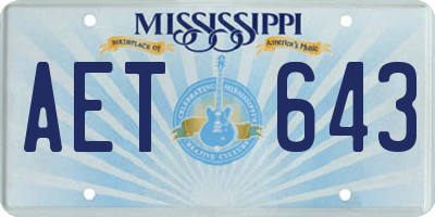 MS license plate AET643