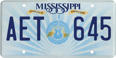 MS license plate AET645