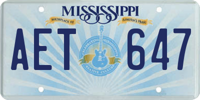 MS license plate AET647