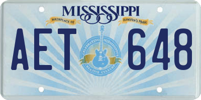 MS license plate AET648